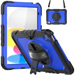 Mobigear SureGrip Xtreme iPad 11 (2025) Fodral Hårdplast / Silikon Skal + Axelrem + Ställ - Mörkblå