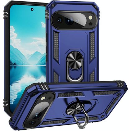Mobigear Armor Ring Google Pixel 10 Pro XL Plástico rígido Capa traseira Antichoque com anel - Azul