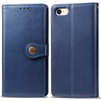 Mobigear Snap Button iPhone SE (2022) Knížkové pouzdro Peněženka - Modrá