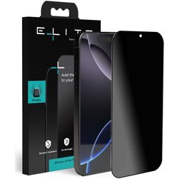 Elite iPhone 16 Pro Cristal templado Protector de pantalla Antiespía - Compatible con fundas - Negro