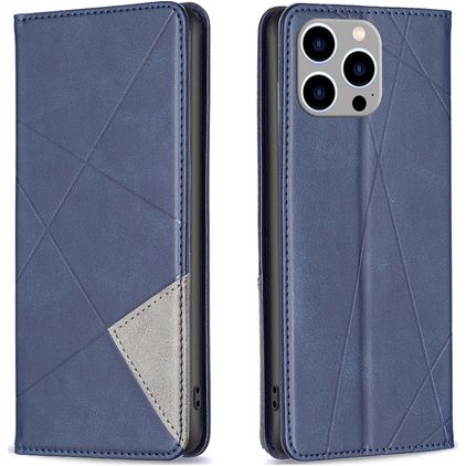 Mobigear Rhombus Slim iPhone 15 Pro Max Etui z klapką - Niebieski