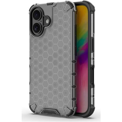 Mobigear Honeycomb iPhone 16 Fodral Hårdplast Skal Stötsäkert - Svart