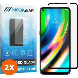 Mobigear Premium Motorola Moto G9 Plus Härdat glas Skärmskydd - Skalvänligt - Svart (2-pack)