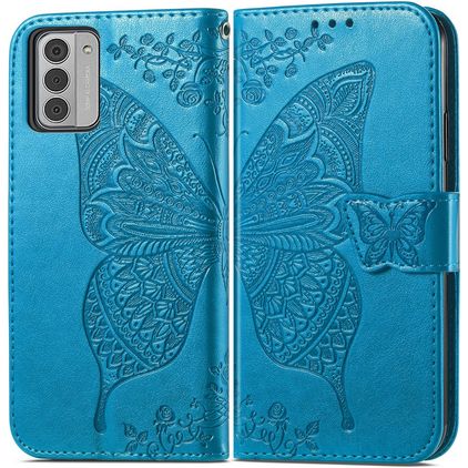 Mobigear Butterfly Nokia G42 Lompakkokotelo + Setelitasku - Sininen