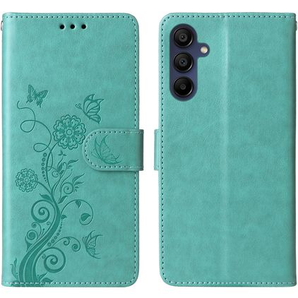 Mobigear Flowers Samsung Galaxy A17 Cover a libro portafoglio - Verde