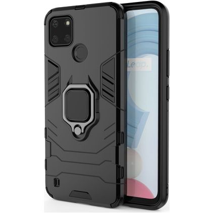 Mobigear Armor Ring Realme C21Y Hårdt Bagsidecover Stødsikkert med ringholder - Sort