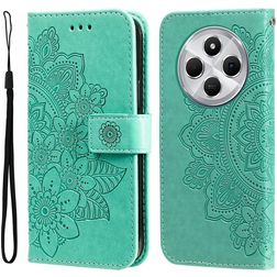 Mobigear Flowers Xiaomi Redmi 14C Pungetui med Seddelrum - Grøn