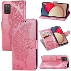 Mobigear Butterfly Samsung Galaxy A03s Pungetui med Seddelrum - Lyserød