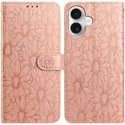 Mobigear Flowers iPhone 17 Capa livro Carteira - Rosa dourado