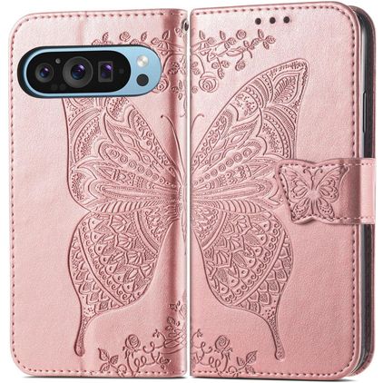 Mobigear Butterfly Google Pixel 10 Pro Funda tipo libro Cartera - Oro rosa