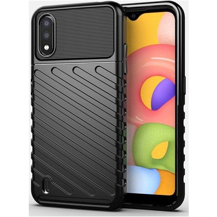 Mobigear Groove Samsung Galaxy A01 Flexibel TPU Skal - Svart