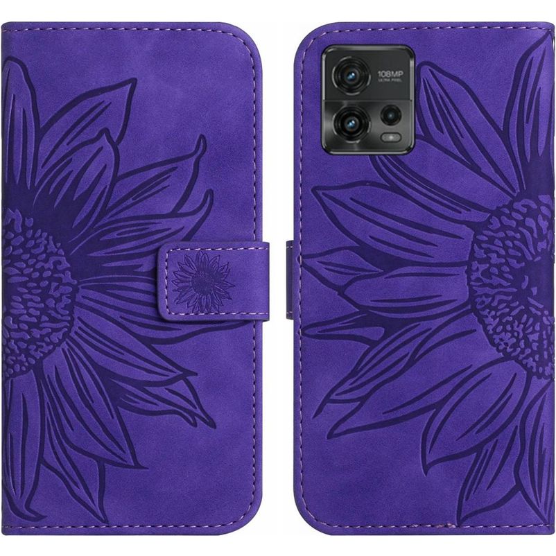Mobigear Sunflower Motorola Moto G72 Funda tipo libro Cartera - Morado