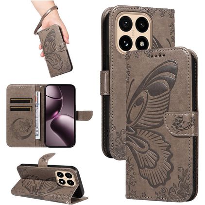 Mobigear Butterfly Xiaomi 15T Lompakkokotelo + Setelitasku - Harmaa