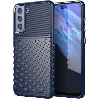 Mobigear Groove Samsung Galaxy S21 FE TPU flexible Carcasa - Azul