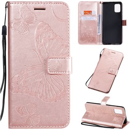 Mobigear Butterfly Samsung Galaxy A51 Plånboksfodral med sedelfack - Roséguld