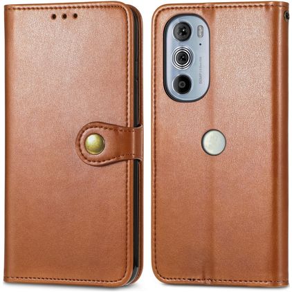 Mobigear Snap Button Motorola Edge 30 Pro Funda tipo libro Cartera - Marrón