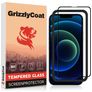 GrizzlyCoat Easy Fit iPhone 13 Mini Cristal templado Protector de pantalla - Compatible con fundas + Marco de instalación - Negro