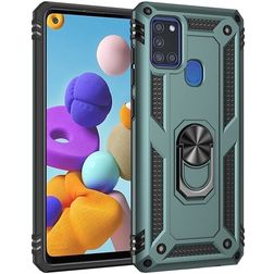 Mobigear Armor Ring Samsung Galaxy A21s Funda Plástico rígido Carcasa Antigolpes con anillo - Verde