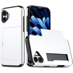 Mobigear Card iPhone 18 Hardcase Etui plecki Wstrząsoodporne z kieszenią na karty - Biały