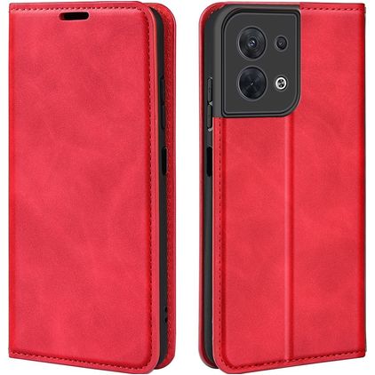 Mobigear Retro Slim OPPO Reno 8 5G Pungetui med Seddelrum - Rød