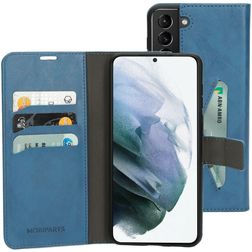 Mobiparts Classic Wallet Samsung Galaxy S21 Plus Pungetui med Seddelrum - Steel Blue