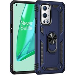 Mobigear Armor Ring OnePlus 9 Pro Funda Plástico rígido Carcasa Antigolpes con anillo - Azul