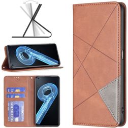 Mobigear Rhombus Slim Realme 9i Funda tipo libro - Marrón