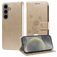 Mobigear Flowers Samsung Galaxy S25 Pungetui med Seddelrum - Guld
