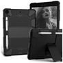 Mobigear ShieldStand iPad 8 (2020) Case Plastic / Silicone Back cover + Stylus Holder + Stand - Black