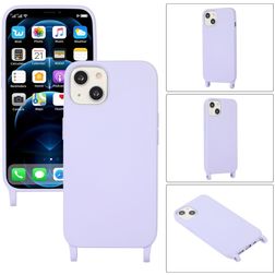 Mobigear Lanyard iPhone 14 Plus Silicone Cover con cordino - Viola