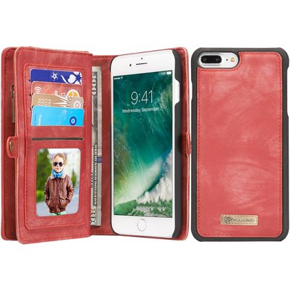 CaseMe 008 iPhone 8 Plus Funda tipo libro 2 en 1 con carcasa extraíble Cartera - Rojo