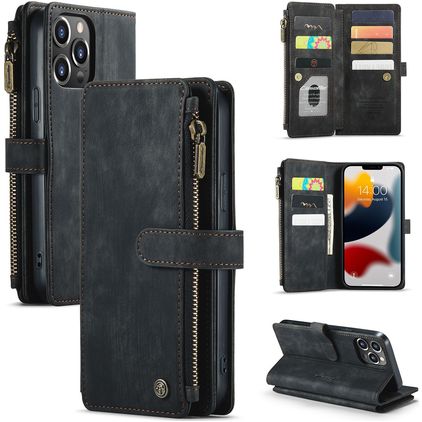 CaseMe C30 iPhone 13 Pro Knížkové pouzdro Peněženka - Černá