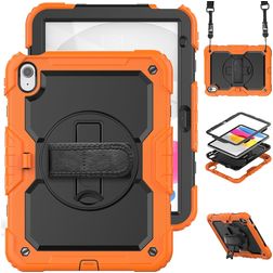 Mobigear SureGrip Xtreme iPad 11 (2025) Fodral Hårdplast / Silikon Skal + Axelrem + Ställ - Svart / Orange