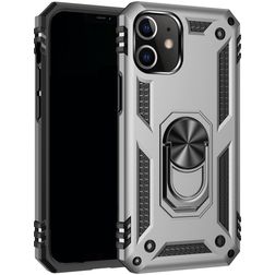 Mobigear Armor Ring iPhone 12 Pro Plástico rígido Capa traseira Antichoque com anel - Prateado