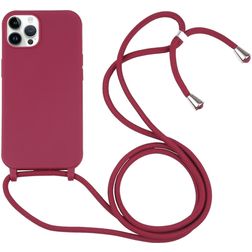 Mobigear Lanyard iPhone 16 Pro Max Silikon Skal med rem - Röd