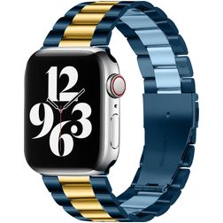 Mobigear Antwerp Pasek Stal do Apple Watch Zapięcie motylkowe - 49/46/45/44 mm - Niebieski / Złoty