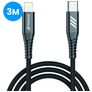 Kabel Mobigear Nylon USB-C na Apple Lightning MFI 3 m - Černá