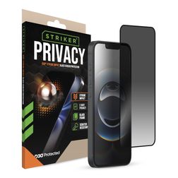 Striker Xtreme Impact Privacy iPhone 14 Vidro temperado Película de ecrã - Compatível com capas - Preto