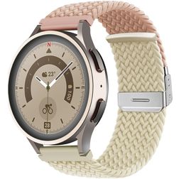 Mobigear Braided Dual Nylon Smartwatch Armband Klämspänne - 22 mm - Rosa / Stjärnglans