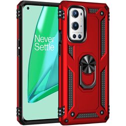 Mobigear Armor Ring OnePlus 9 Pro Fodral Hårdplast Skal Stötsäkert med ringhållare - Röd