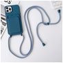 Mobigear Lanyard Card iPhone 15 Pro Max Silikoni Suojakuori kaulanauhalla + Korttitasku - Tummansininen +