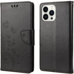 Mobigear Flowers iPhone 14 Pro Max Wallet case - Black