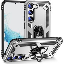 Mobigear Armor Ring Samsung Galaxy S23 Kova Suojakuori Iskunkestävä + Sormuspidike - Hopea