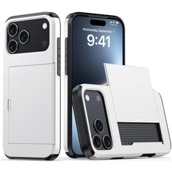 Mobigear Card iPhone 18 Pro Fodral Hårdplast Skal Stötsäkert med korthållare - Vit