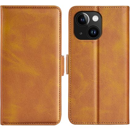 Mobigear Slim Magnet iPhone 15 Plus Wallet case - Cognac