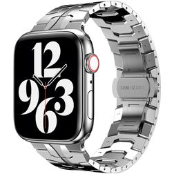 Mobigear Elegance Link Rostfritt stål Apple Watch Armband Fjärilslås - 49/46/45/44 mm - Silver