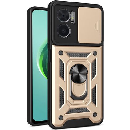 Mobigear Armor Ring Cam Slide Xiaomi Redmi 10 5G Hard Case Back cover Shockproof with Ring Holder and Camera Slider - Gold