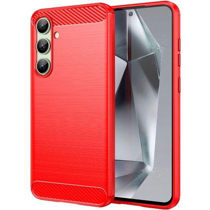 Mobigear Brushed Slim Samsung Galaxy S24 FE Flexibel TPU Skal - Röd