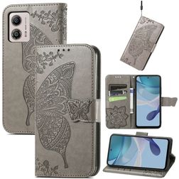 Mobigear Butterfly Motorola Moto E13 Lompakkokotelo + Setelitasku - Harmaa