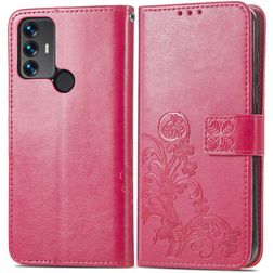 Mobigear Clover TCL 30 SE Wallet case - Magenta